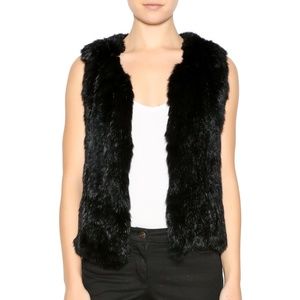 525 America Black Rabbit Fur Vest Size XS (Fits S)